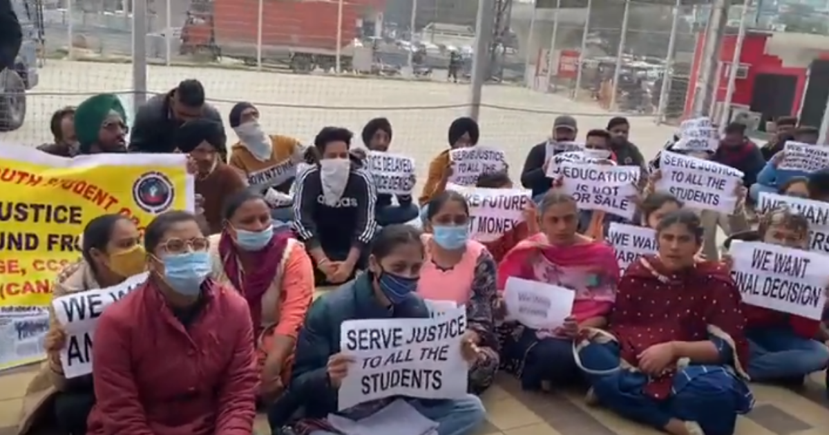 Indian students protest against IDP, Canam and Bestway